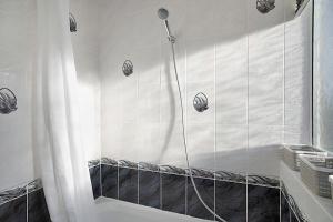 a bathroom with a shower with a shower curtain at Peaceful Dwelling at Falmer Road, Sleeps 4 in Darlington