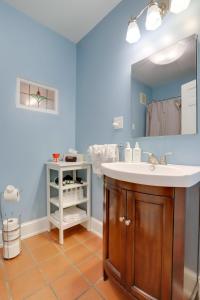 bagno con lavandino e specchio di Sojourn 1 BR with private patio a Washington