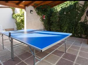 a blue ping pong table on a patio at blasón conde de castro in Santo Tomé de Zabarcos