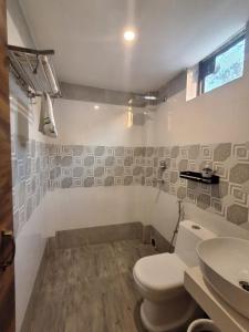 een badkamer met een toilet en een wastafel bij Date Palm Home Stay in Tezpur