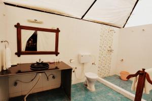 y baño con aseo, lavabo y espejo. en The Ummaid Bagh Resort, en Bundi