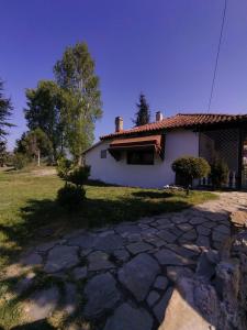 uma casa com um caminho de pedra em frente em 'Oasis' Cottage Εξοχικη Μονοκατοικία στη Φύση em Krepeni