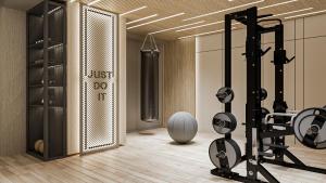 a room with a gym with a ball on the floor at RENEX HOTELS in Antalya