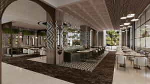 a rendering of a restaurant with tables and chairs at RENEX HOTELS in Antalya
