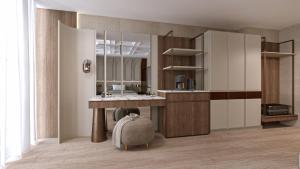 a kitchen with a desk and a chair in a room at RENEX HOTELS in Antalya