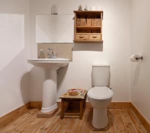 a bathroom with a sink and a toilet at Apartment in the heart of Beer on Jurassic Coast in Beer