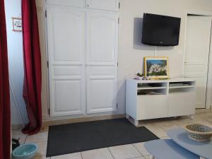 Televízia a/alebo spoločenská miestnosť v ubytovaní Villa L'Orée du bois