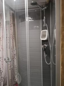 a bathroom with a shower with a shower head at Apartment /flat in Schwebheim
