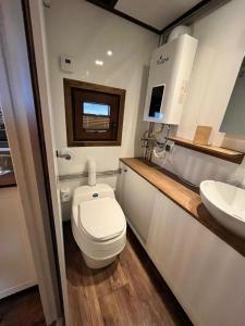 a bathroom with a white toilet and a sink at Dolce Casa 1 in Arezzo