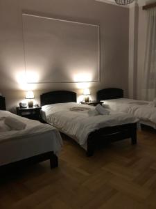 um quarto de hotel com duas camas e duas lâmpadas em VIP apart 389 em Tbilisi