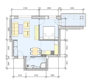 Plán poschodí v ubytovaní Apartmán v Starej Lesnej s balkónom
