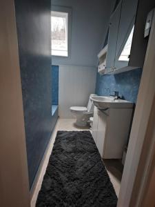 uma pequena casa de banho com lavatório e WC em Rekkehus Tyssedal Trolltunga em Tveit