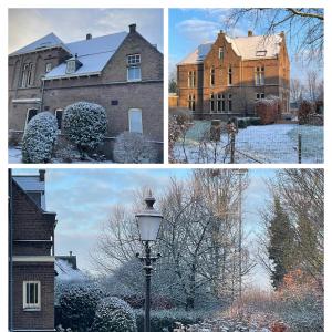 vier verschiedene Bilder eines Hauses im Schnee in der Unterkunft Vakantiewoning De Pastorie in Boven-Leeuwen