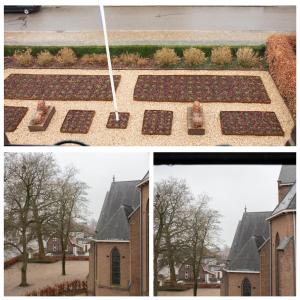 eine Collage mit drei Bildern eines Gartens in der Unterkunft Vakantiewoning De Pastorie in Boven-Leeuwen