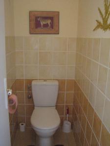 een badkamer met een toilet en een foto van een zebra bij Grand F1 face à la plage, Climatisé, parking, grand confort 4 pers in Propriano