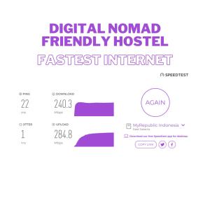 een screenshot van het digitale, nominaal particulier, snel internet bij Bali Caps Hostel by Xhosteller in Kuta