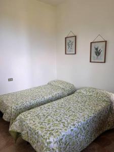 2 nebeneinander sitzende Betten in einem Schlafzimmer in der Unterkunft Casa Emy, tranquilla, ottima per Rilassarsi in Montinelle