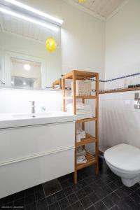 a bathroom with a sink and a toilet at Lindallén Guest House in Fiskars