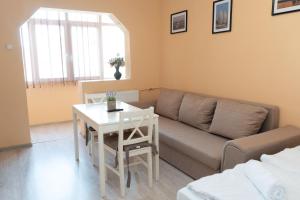 - un salon avec un canapé et une table dans l'établissement Robert room 18, à Arad