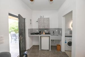 a small kitchen with a sink and a counter at kleris apartment 10 in Tinos