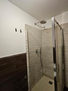 een douche met een glazen deur in de badkamer bij Santrid apartment in Catania