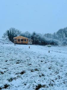 LITTLE ROCK RETREAT Log Cabin with Hot Tub v zimě