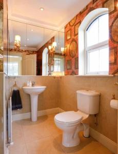 La salle de bains est pourvue de toilettes et d'un lavabo. dans l'établissement The Courtyard Queensborough, à Drogheda