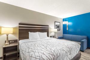 a hotel room with a bed and a blue wall at Best Western Plus Knoxville Cedar Bluff in Knoxville