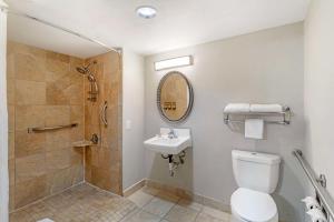 a bathroom with a toilet and a shower and a sink at Best Western Plus Knoxville Cedar Bluff in Knoxville