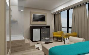 a living room with a television and a couch at LOS ARCES HOTEL in Lima