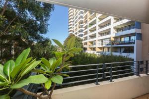 a balcony of a apartment building with trees and plants at 1 Bedroom Apt with Parking Pool and Gym in Sydney