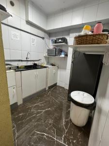 a small kitchen with a sink and a toilet at Hotel Music and Sports in Sao Paulo