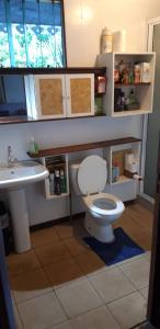 uma casa de banho com um WC e um lavatório em NoKo home em Mataiea