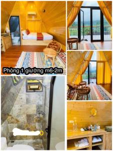 a collage of pictures of a hotel room at Mường Lống Ecogarden 