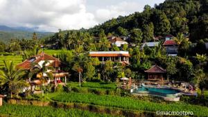 un complejo en medio de un campo de arroz en Lesong Hotel and Restaurant en Munduk