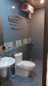 a bathroom with a toilet and a sink at Tran Chau Garden Home in Cat Ba