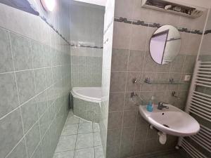 y baño con lavabo y espejo. en Ubytovna Dolní Dunajovice en Dolní Dunajovice