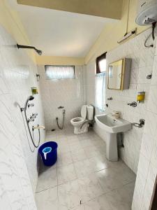 La salle de bains est pourvue de toilettes et d'un lavabo. dans l'établissement Yesheyzz Homestay, Upper Sichey, Gangtok, à Gangtok