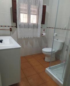オルヒバにあるCORTIJO LALOのバスルーム(トイレ、洗面台、シャワー付)