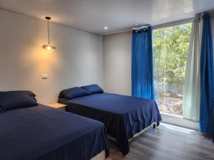 1 dormitorio con 2 camas y ventana en Casavana, en Comayagua