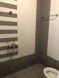 La salle de bains est pourvue d'une douche et de toilettes. dans l'établissement Khách sạn thái bảo, à Thôn Mỹ Phước