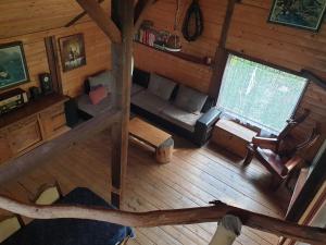 an overhead view of a living room in a log cabin at Log cabin in Belgrade