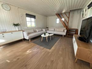 Una sala de estar con un sofá y un televisor. en Joosepi Holiday House, en Silla 46 fotos más