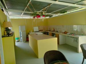 EleoúsaにあるVinSan Glamping & Wellness Centreの大きなキッチン(カウンター、冷蔵庫付)