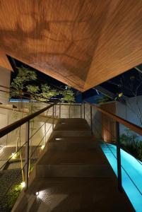 A balcony or terrace at Mahitala Villa Bandung Heated Pool