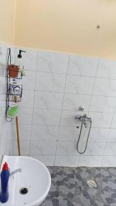 La salle de bains est pourvue d'une douche et de toilettes. dans l'établissement Kichuguu farmstay cottage, à Mtito Andei