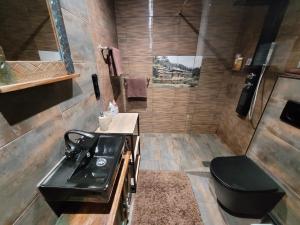 利贝雷茨Penzion U Elišky的浴室里有淋浴、炉灶和水槽 更多40张照片