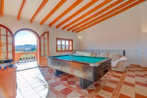 a large room with a pool table in it at Villa Selva in Inca