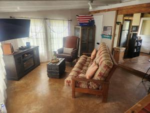 Μια τηλεόραση ή/και κέντρο ψυχαγωγίας στο Cabin in the Woods under the Stars with HOT TUB