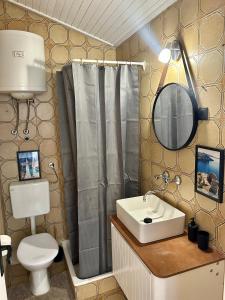 沃迪采的住宿－Apartmani Peko，浴室设有卫生间水槽和镜子